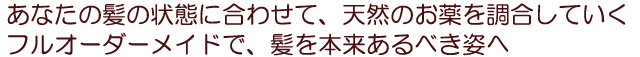 髪の状態に合わせて天然の薬を調合していくフルオーダーメイド